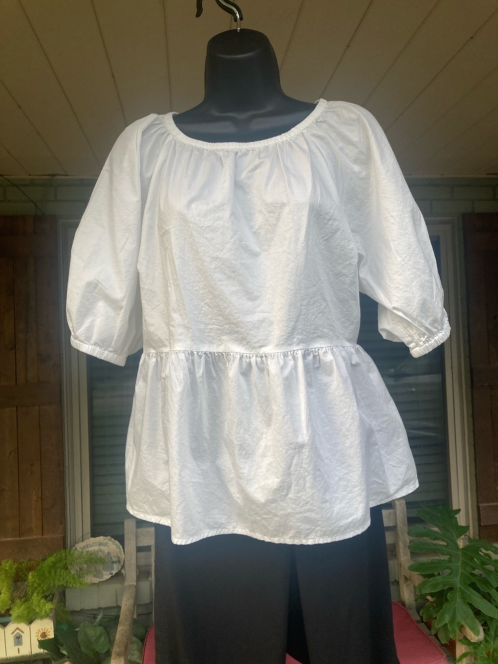 Old Navy White Peasant Peplum Blouse. P2P is 21”. - Picture 2 of 6